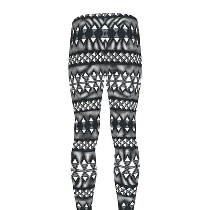 Black And White Tribal Geometric Print Men's leggings