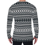 Black And White Tribal Geometric Print Men's Long Sleeve T-Shirt