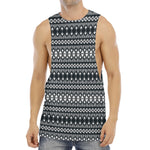 Black And White Tribal Geometric Print Men's Muscle Tank Top