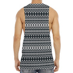 Black And White Tribal Geometric Print Men's Muscle Tank Top