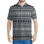 Black And White Tribal Geometric Print Men's Polo Shirt
