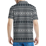 Black And White Tribal Geometric Print Men's Polo Shirt
