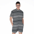 Black And White Tribal Geometric Print Men's Romper