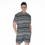 Black And White Tribal Geometric Print Men's Rompers