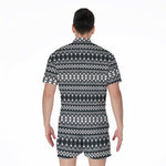 Black And White Tribal Geometric Print Men's Rompers