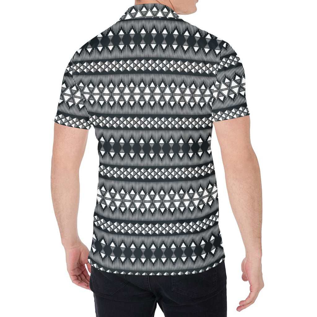 Black And White Tribal Geometric Print Men's Shirt