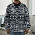 Black And White Tribal Geometric Print Men's Shirt Jacket