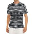 Black And White Tribal Geometric Print Men's Short Sleeve Rash Guard