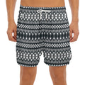 Black And White Tribal Geometric Print Men's Split Running Shorts