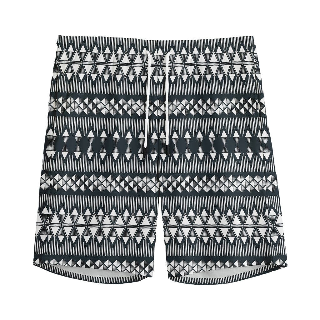 Black And White Tribal Geometric Print Men's Sports Shorts