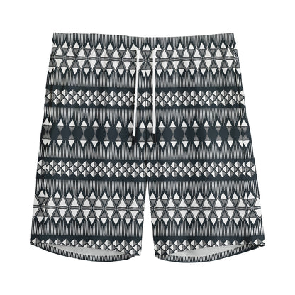 Black And White Tribal Geometric Print Men's Sports Shorts