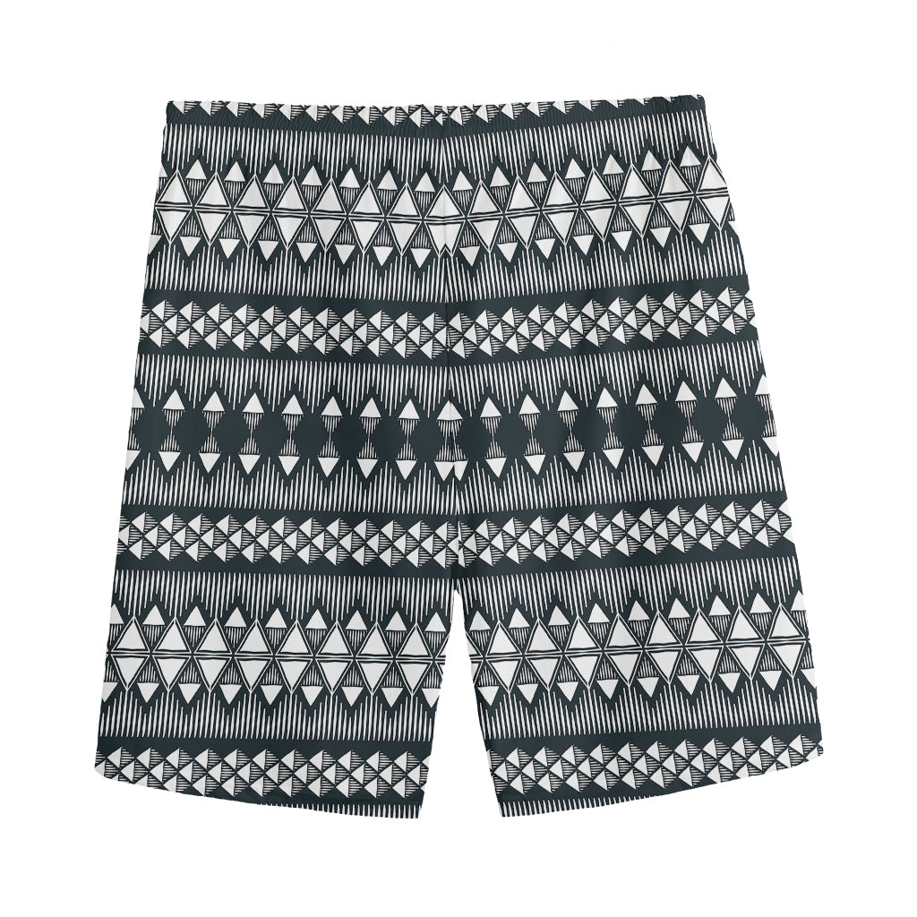 Black And White Tribal Geometric Print Men's Sports Shorts