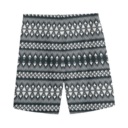 Black And White Tribal Geometric Print Men's Sports Shorts