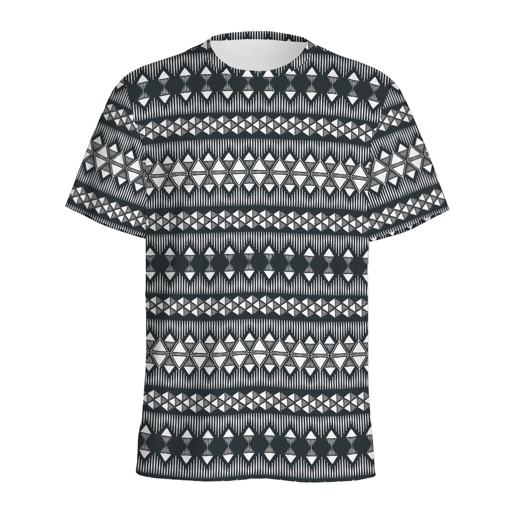 Black And White Tribal Geometric Print Men's Sports T-Shirt