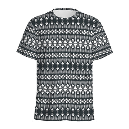 Black And White Tribal Geometric Print Men's Sports T-Shirt