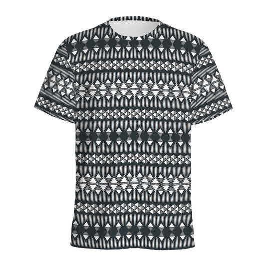 Black And White Tribal Geometric Print Men's Sports T-Shirt