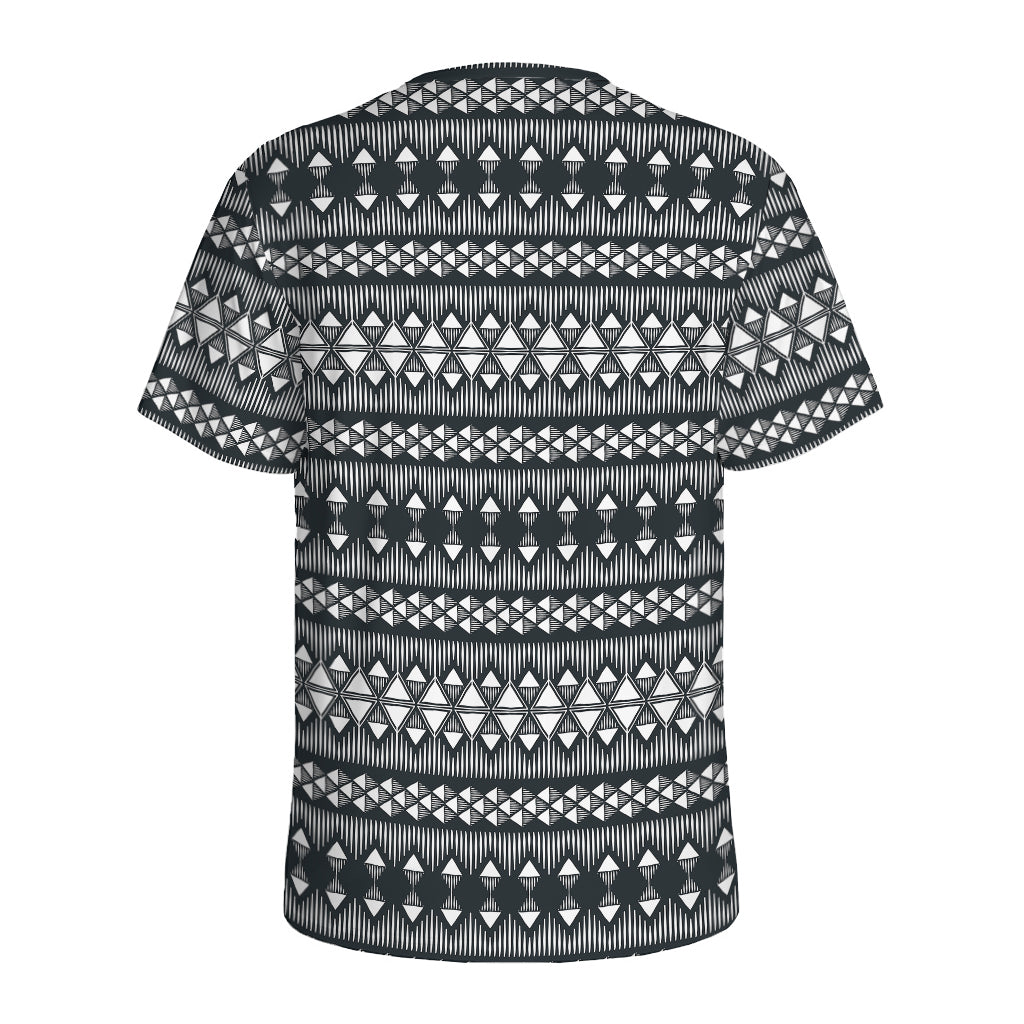 Black And White Tribal Geometric Print Men's Sports T-Shirt