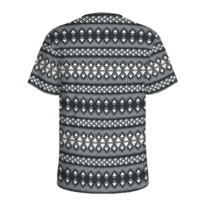 Black And White Tribal Geometric Print Men's Sports T-Shirt