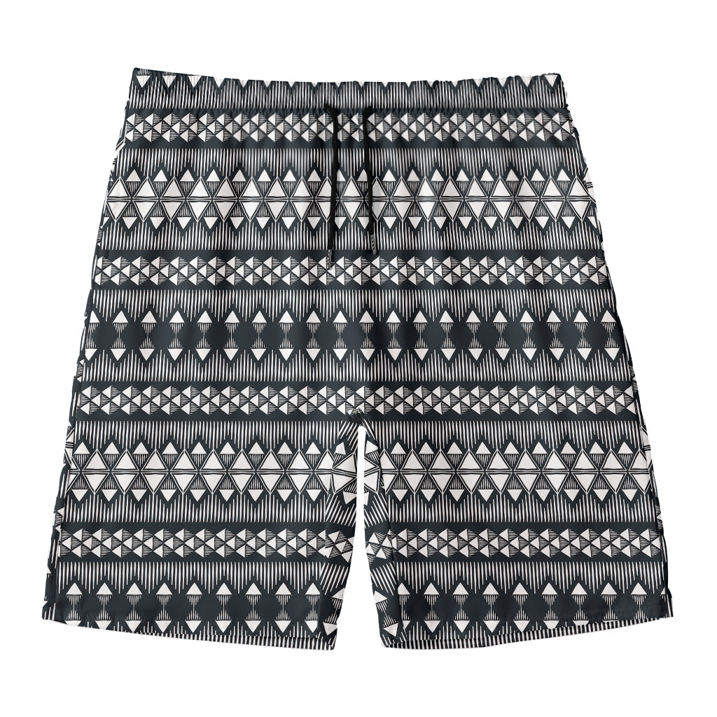 Black And White Tribal Geometric Print Men's Swim Trunks