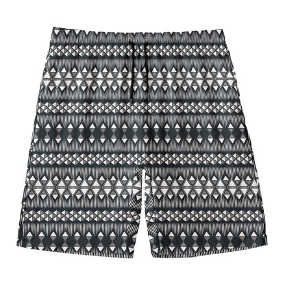 Black And White Tribal Geometric Print Men's Swim Trunks