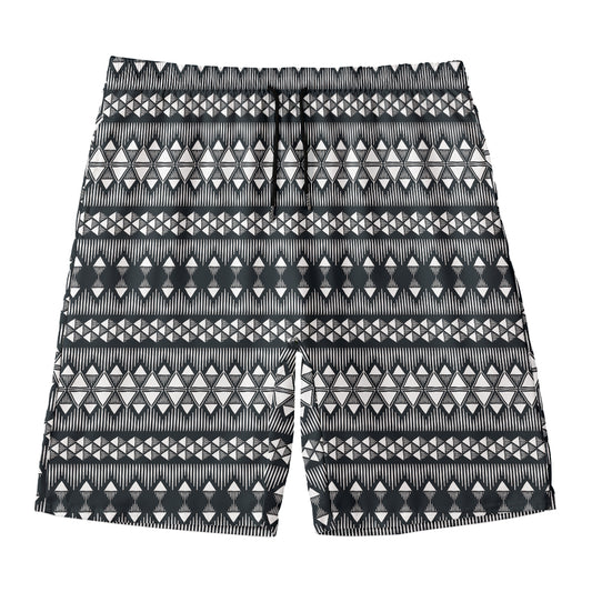 Black And White Tribal Geometric Print Men's Swim Trunks
