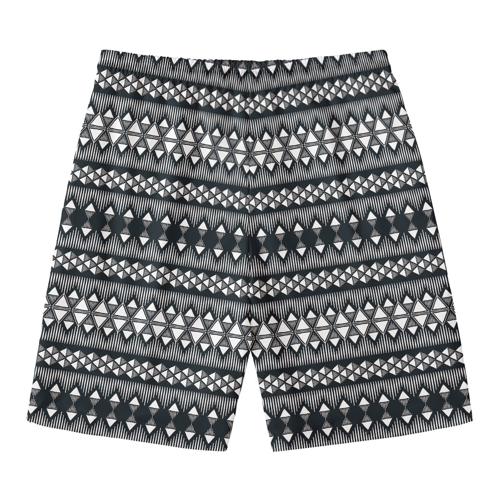 Black And White Tribal Geometric Print Men's Swim Trunks