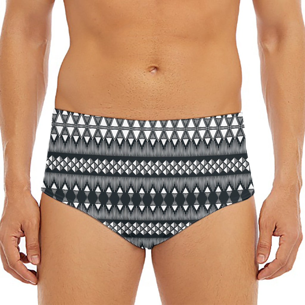 Black And White Tribal Geometric Print Men's Triangle Swim Briefs