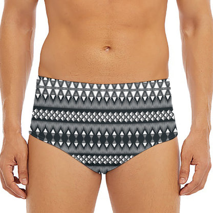 Black And White Tribal Geometric Print Men's Triangle Swim Briefs