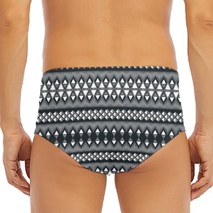 Black And White Tribal Geometric Print Men's Triangle Swim Briefs