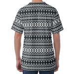 Black And White Tribal Geometric Print Men's Velvet T-Shirt