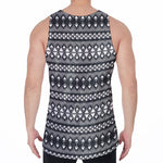 Black And White Tribal Geometric Print Men's Velvet Tank Top