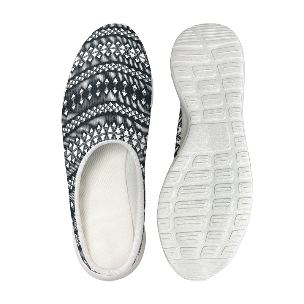 Black And White Tribal Geometric Print Mesh Casual Shoes
