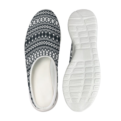 Black And White Tribal Geometric Print Mesh Casual Shoes