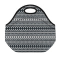 Black And White Tribal Geometric Print Neoprene Lunch Bag