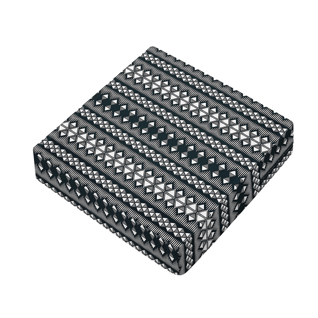 Black And White Tribal Geometric Print Outdoor Seat Cushion Cover