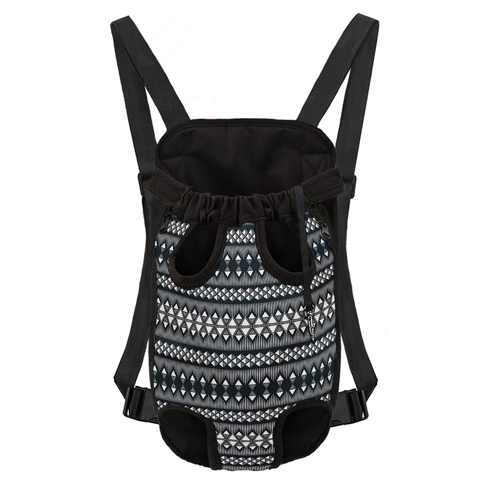 Black And White Tribal Geometric Print Pet Carrier Backpack