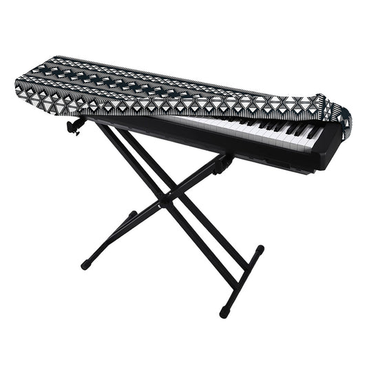 Black And White Tribal Geometric Print Piano Keyboard Cover