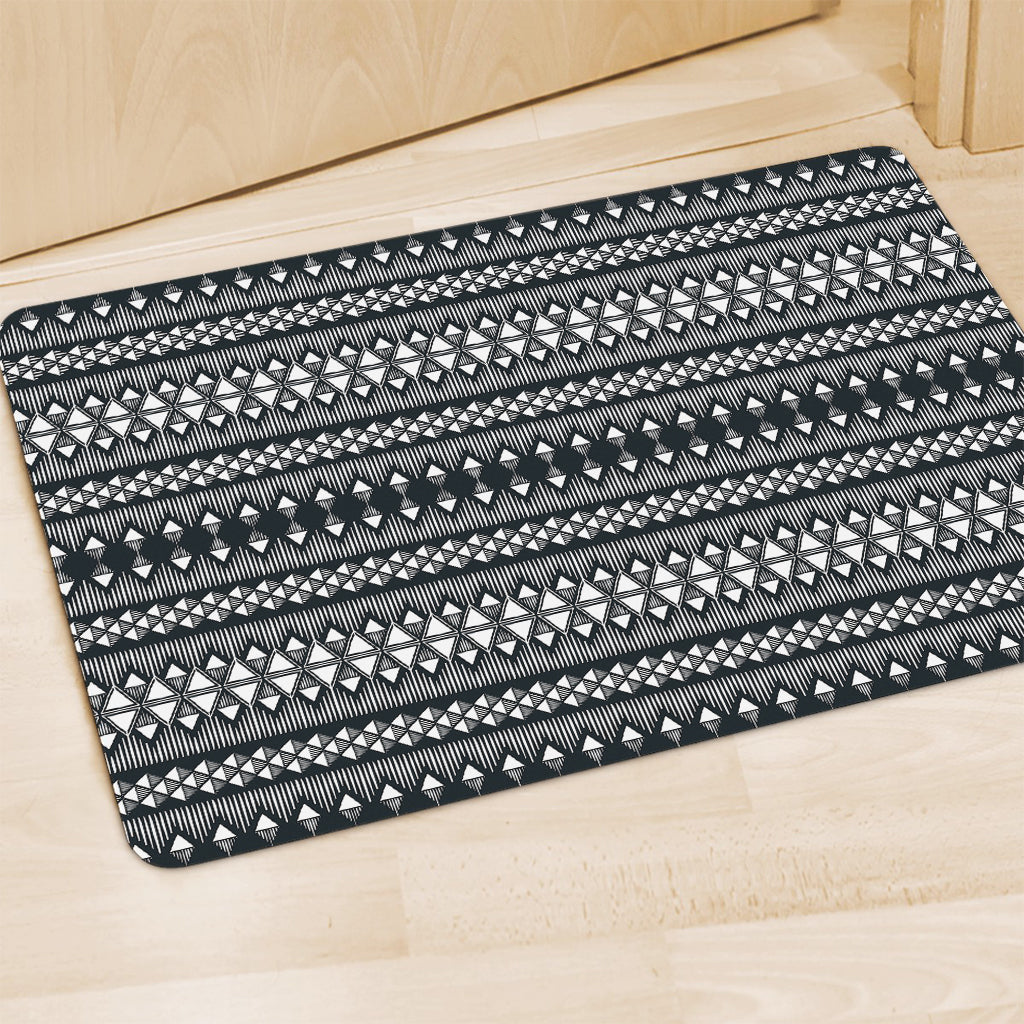 Black And White Tribal Geometric Print Polyester Doormat