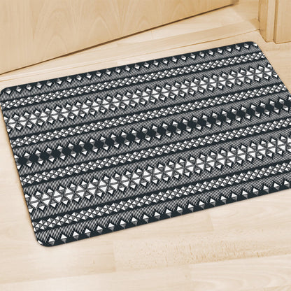 Black And White Tribal Geometric Print Polyester Doormat