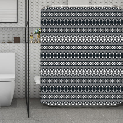Black And White Tribal Geometric Print Polyester Shower Curtain