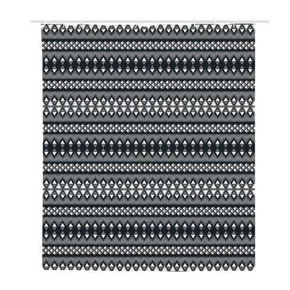 Black And White Tribal Geometric Print Polyester Shower Curtain