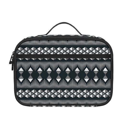 Black And White Tribal Geometric Print Portable Lunch Bag
