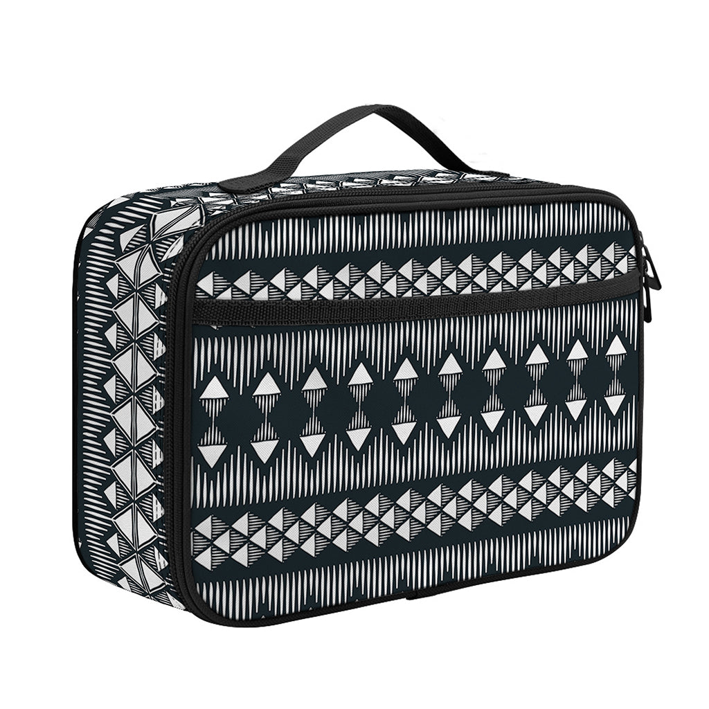 Black And White Tribal Geometric Print Portable Lunch Bag