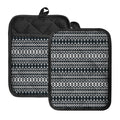 Black And White Tribal Geometric Print Pot Holders With Pocket