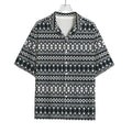 Black And White Tribal Geometric Print Rayon Hawaiian Shirt