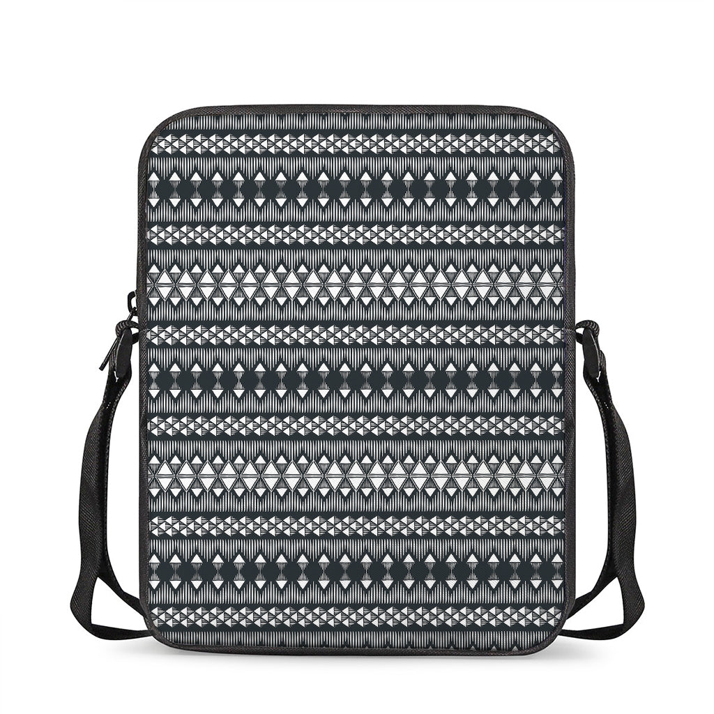 Black And White Tribal Geometric Print Rectangular Crossbody Bag