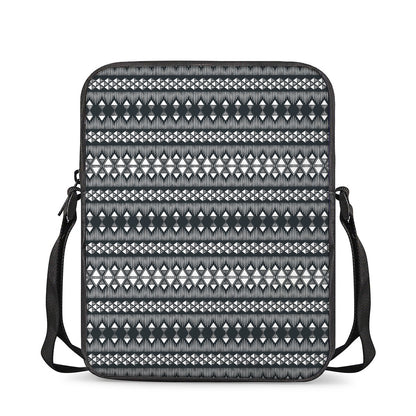 Black And White Tribal Geometric Print Rectangular Crossbody Bag