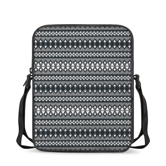 Black And White Tribal Geometric Print Rectangular Crossbody Bag