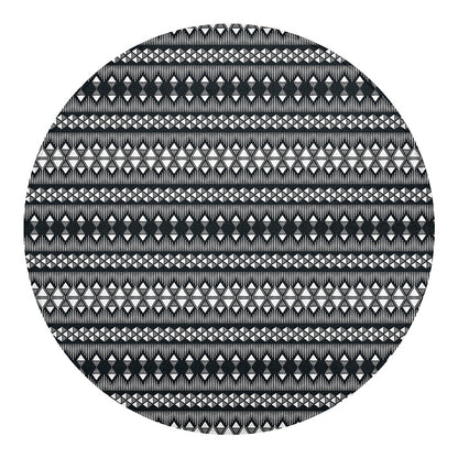 Black And White Tribal Geometric Print Round Blanket