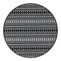 Black And White Tribal Geometric Print Round Floor Mat
